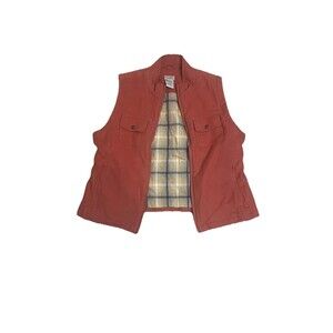 LL Bean Quilted Vest Women Large Pink Fleece Lined Full Zip Pockets Small Petite